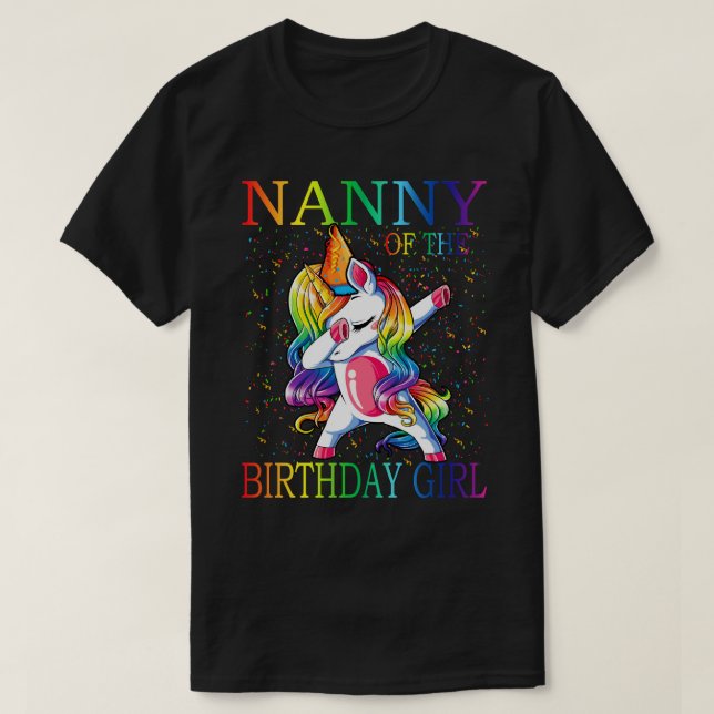 NANNY of the Birthday Girl Unicorn T Shirt (Design framsida)