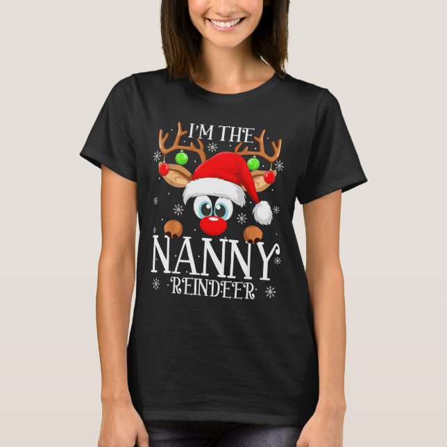 Nanny Reindeer Christmas Family Matching Group Fun T Shirt (Framsida)