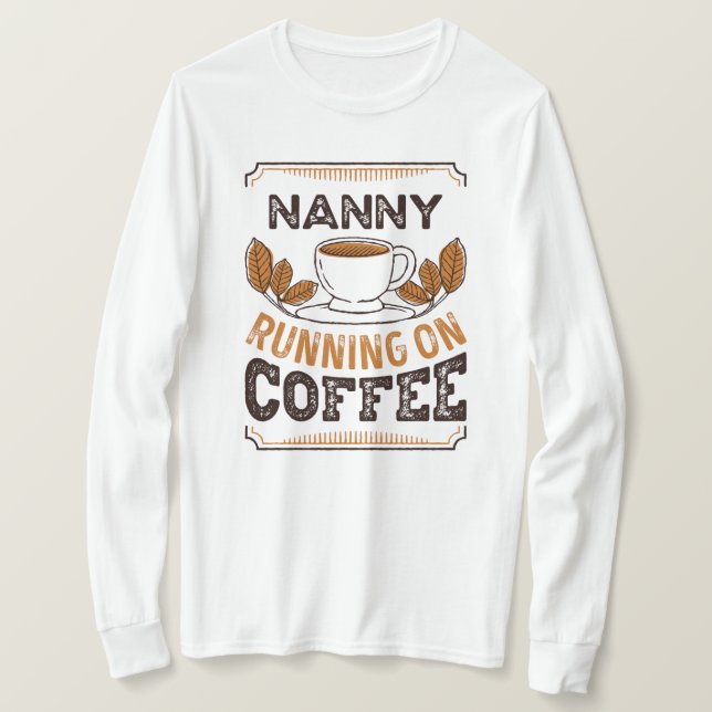 Nanny som springer på Caffeine Gift T Shirt (Design framsida)