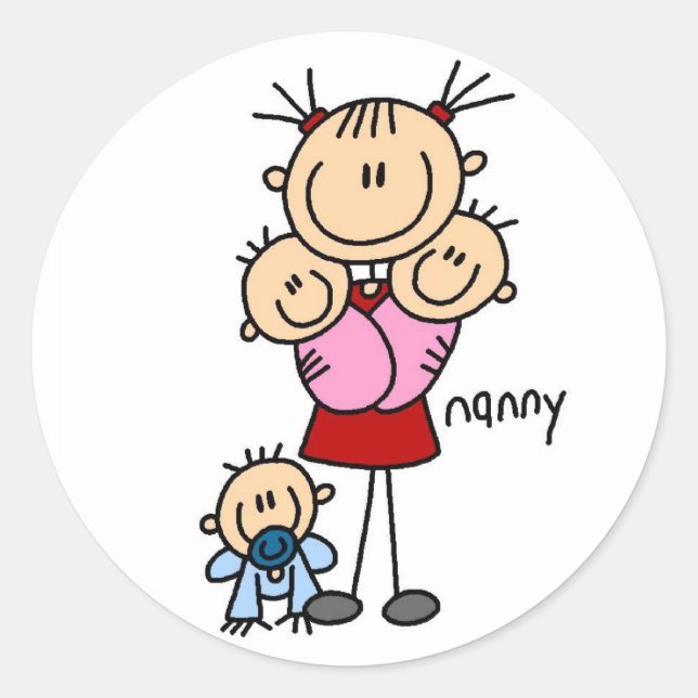 Nanny Stick figur Sticker Runt Klistermärke (Framsida)