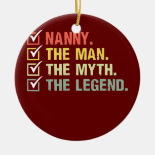 Nanny the man the myth the legend presenterar för julgransprydnad keramik