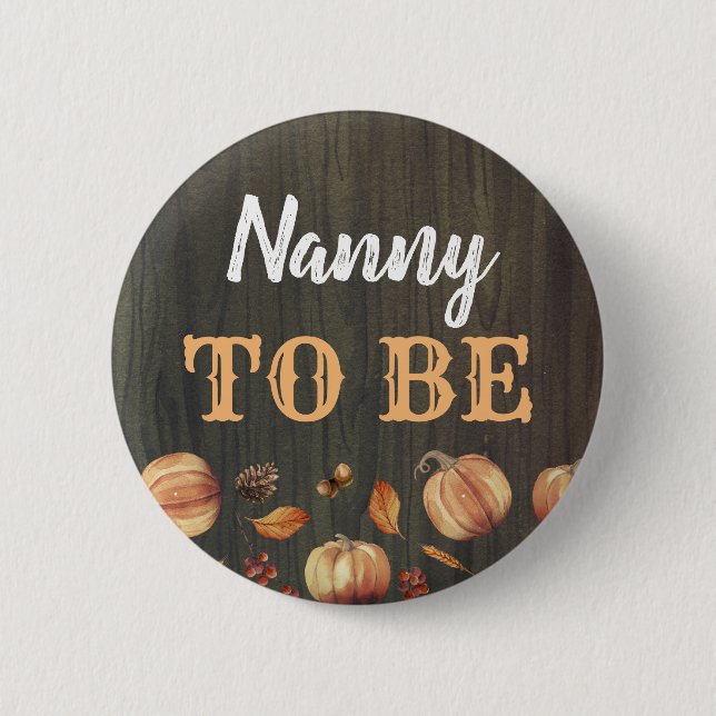 Nanny to be Fall Pumpkins Baby Shower Knapp (Framsida)