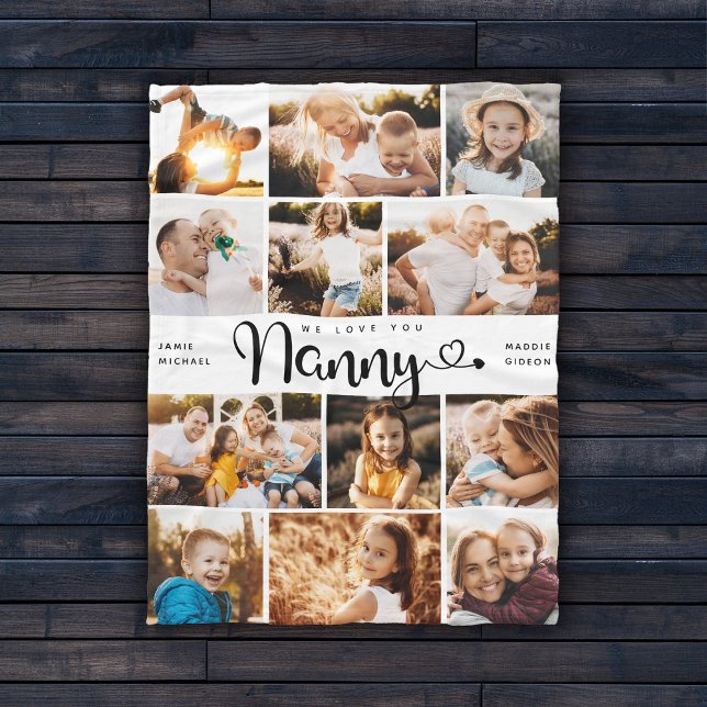 Nanny Vi Kärlek du lyssnar på Modern Photo Collage Fleecefilt (Skapare uppladdad)