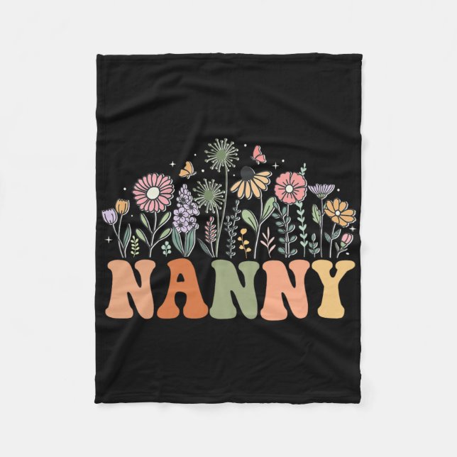 Nanny Wildflower Floral Birthday Baby Shower New N Fleecefilt (Framsidan)