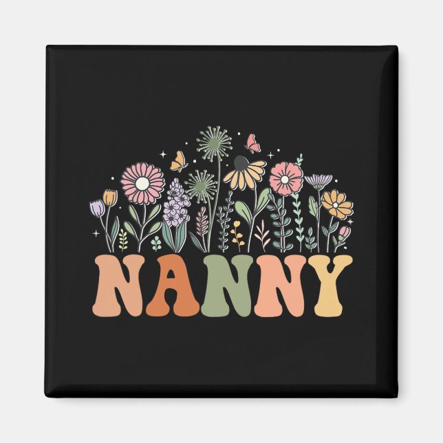 Nanny Wildflower Floral Birthday Baby Shower New N Magnet (Framsidan)