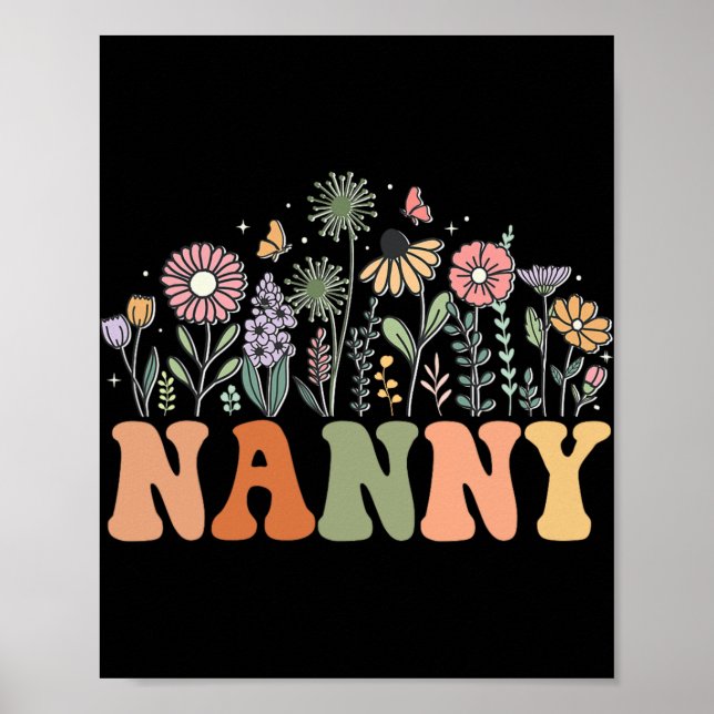 Nanny Wildflower Floral Birthday Baby Shower New N Poster (Framsidan)