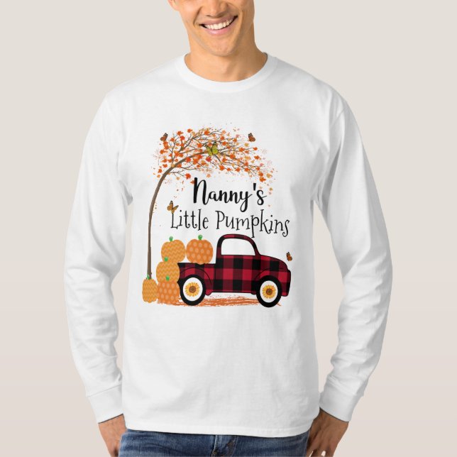 Nanny's Little Pumpkins Red Lastbil Autumn T Shirt (Framsida)