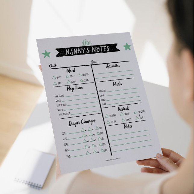 Nanny's Notes Babywatch Notes Daycare Lakan Reklamblad (Skapare uppladdad)