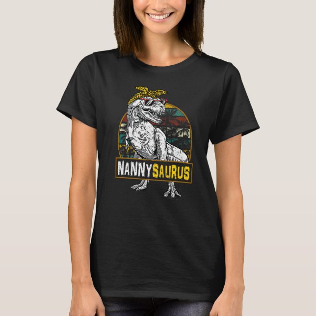 Nannysaurus Leopard Rex Dinosaur Nanny Saurus Moth T Shirt (Framsida)