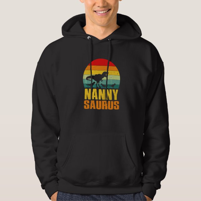 Nannysaurus Rex Dinosaur Nanny Saurus Familj Match Hoodie (Framsida)