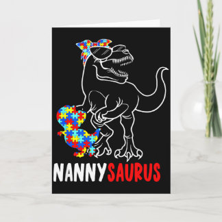 Nannysaurus T Rex Dinosaur Autism Medvetande Nanny Kort