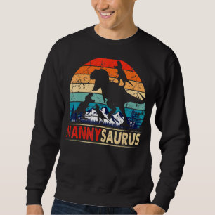 Nannysaurus T Rex Nanny Dinosaur 3 Kids Funny Moth Lång Ärmad Tröja