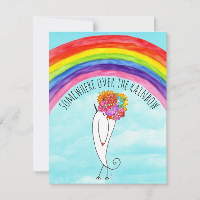 Nånstans över Rainbow Greeting Card Meddelande (Framsida)