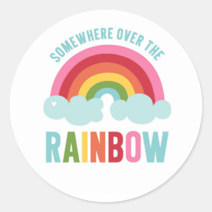 Nånstans över Regnbåge Sticker Runt Klistermärke