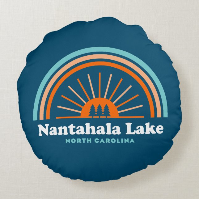 Nantahala Sjö North Carolina Rainbow Dekorativ kud Rund Kudde (Baksidan)