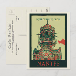 Nantes belfry of Sainte Croix Frankrike Vykort
