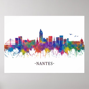Nantes Frankrike Skyline Poster