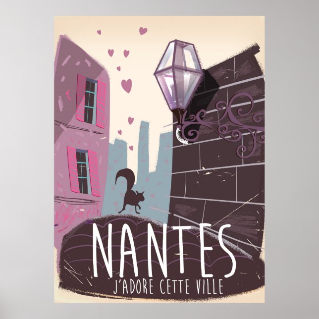 Nantes Frankrike-stadens reseaffisch Poster (Framsidan)