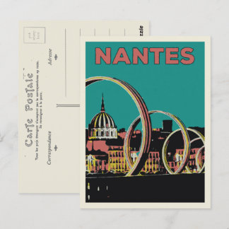 Nantes Frankrike view of the city by night Vykort