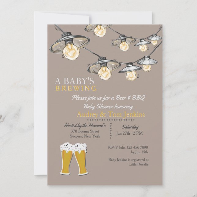 Nånting är inbjudan till Brewing Baby Shower 2 (Framsida)