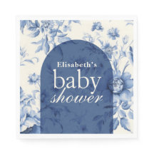 Nånting Blue Blommigt Fransk Toile Baby Shower