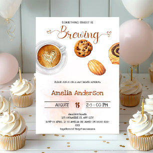Nånting Sweet är Brewing Watercolor Baby Shower Inbjudningar
