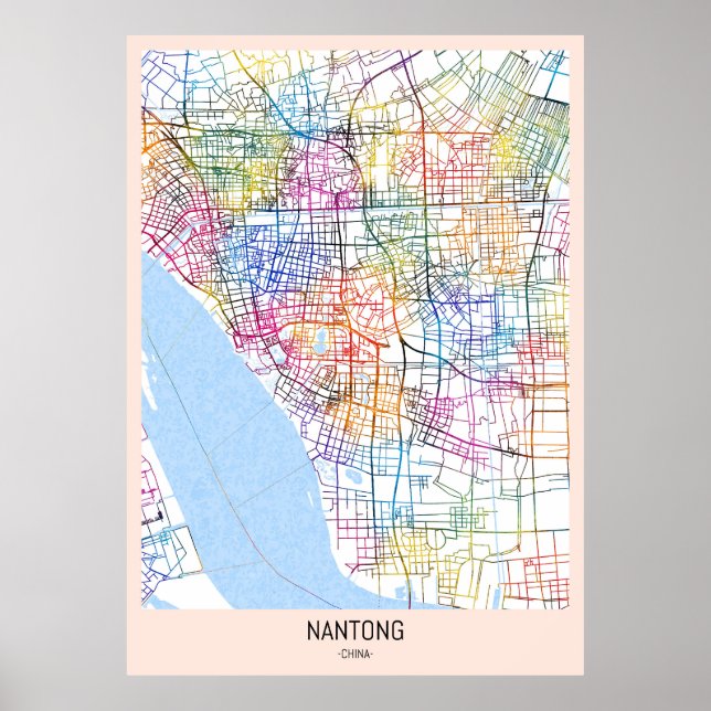 Nantong China City Karta Poster (Framsidan)