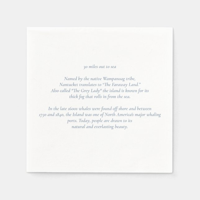 Nantucket 30 miles ut till Sea Cocktail Napkins Pappersservett (Framsidan)