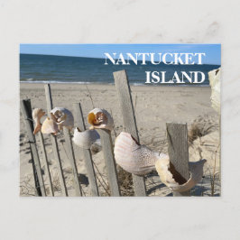 Nantucket Beach-Snäckor på ett stängslet vykort