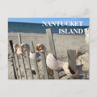 Nantucket Beach-Snäckor på ett stängslet vykort