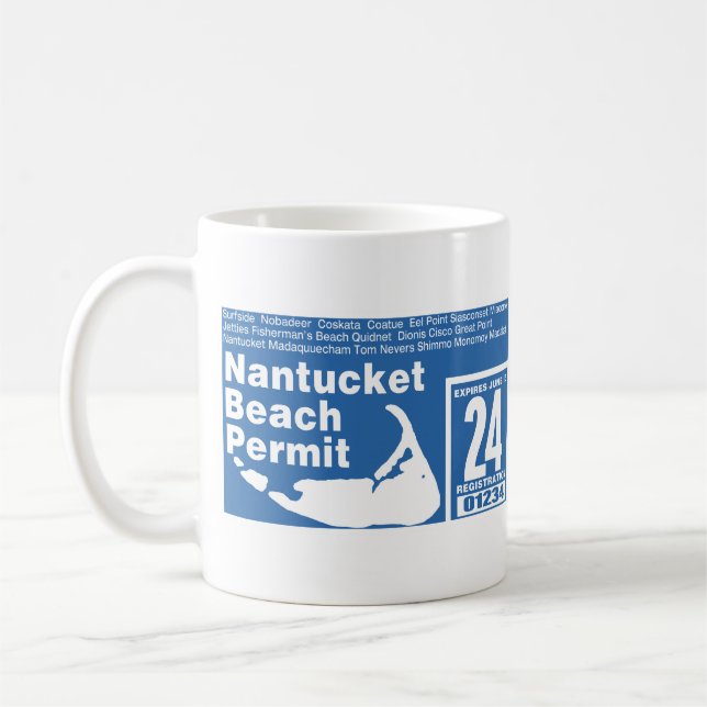 Nantucket Beach-tillstånd 2024 blått Kaffemugg (Vänster)