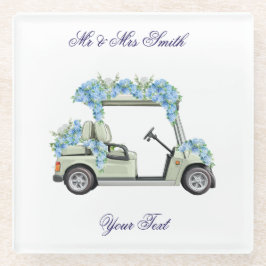  Nantucket Blå Blommig Golf Cart Bröllops Coaster.