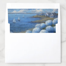 Nantucket Blå Hortensia Målning Kuvertfoder