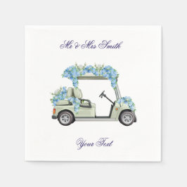  Nantucket Blue Floral Golf Cart Wedding Napkin Pappersservett