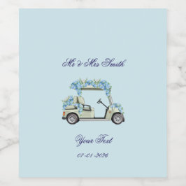 Nantucket Blue Hydrangea Golf Cart Label Set Vinflaska Etikett