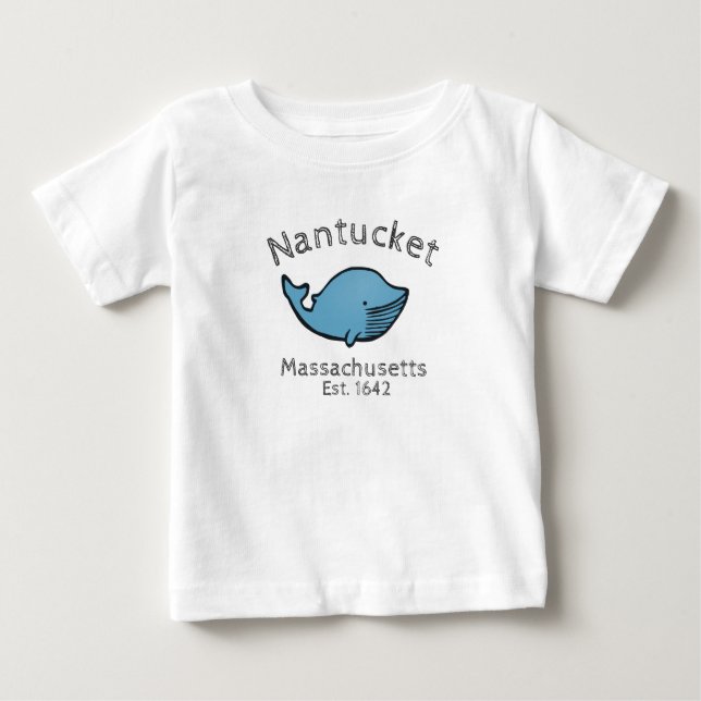 Nantucket Blue Whale Baby T Shirt (Framsida)