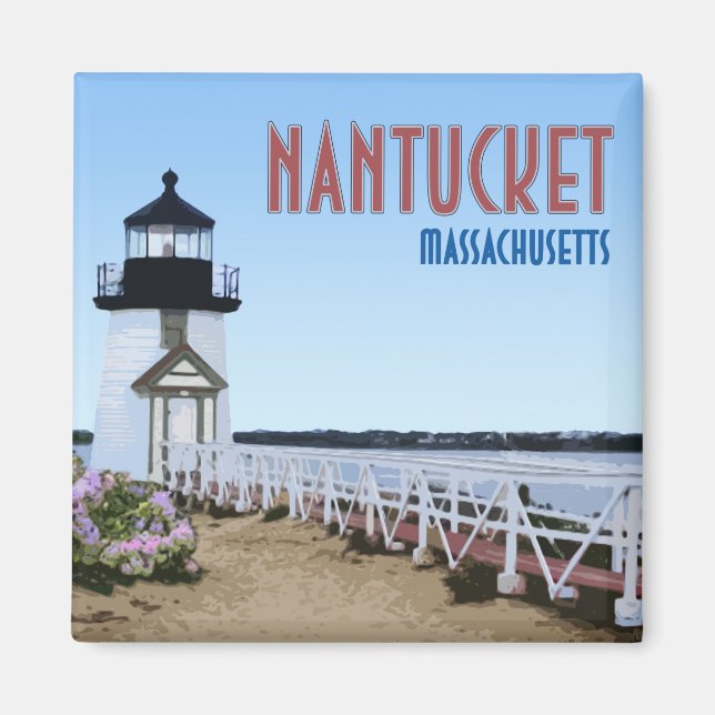 Nantucket Brant Point Lighthouse Massachusetts Magnet (Framsidan)