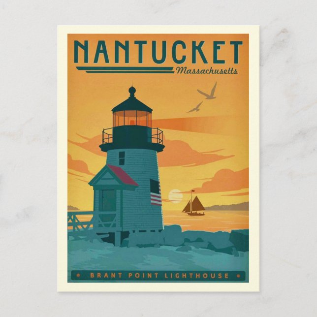 Nantucket Brant Point Lighthouse vykort (Framsida)