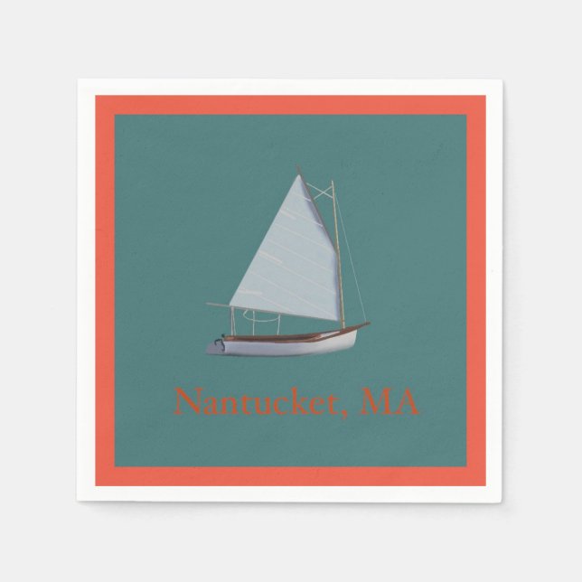 Nantucket Cat Boat. Sailboat Cocktail Napkins. Na Pappersservett (Framsidan)