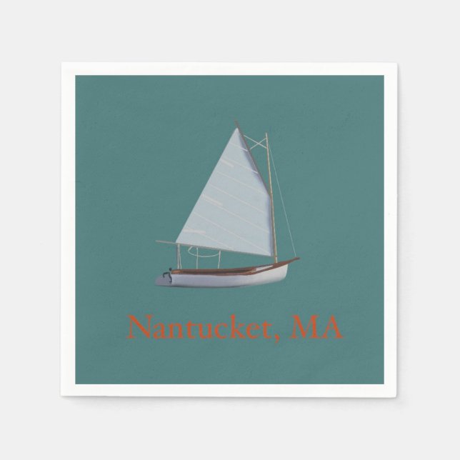 Nantucket Cat Boat. Sailboat Cocktail Napkins. Pappersservett (Framsidan)