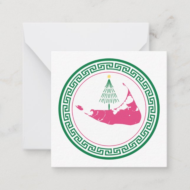 Nantucket Christmas w Tree Anteckningskort (Framsida)