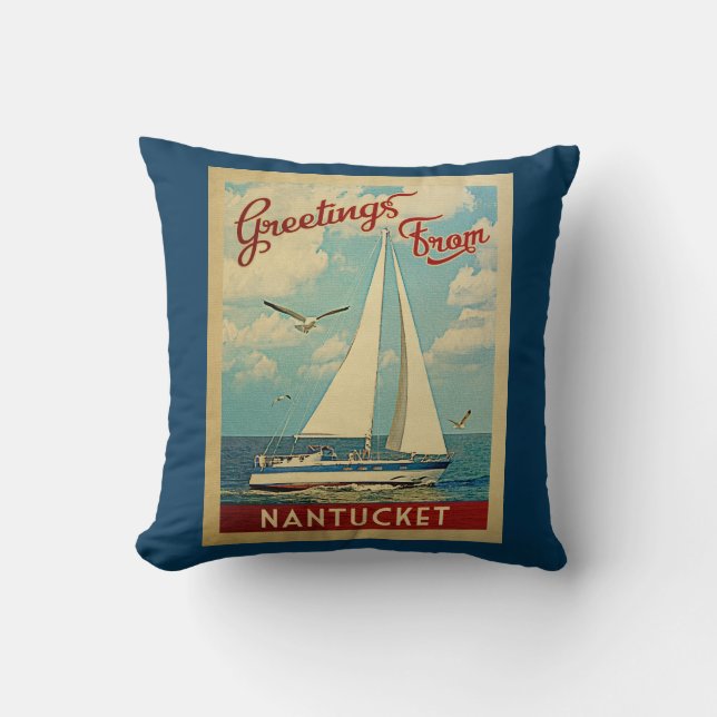 Nantucket Dekorativ kudde Sailboat Massachusetts (Framsida)