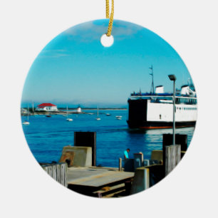 Nantucket färja julgransprydnad keramik