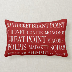 Nantucket förlägger nautiskt rött & vit lumbarkudde