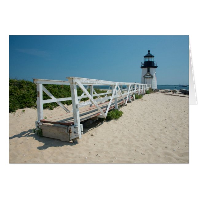 Nantucket. Gammal Trä Fyr Hälsningskort (Framsidan Horizontal)