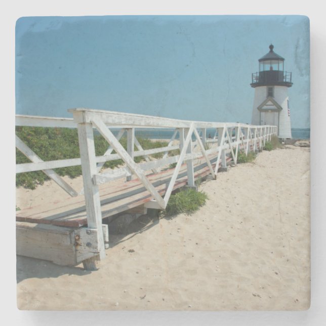 Nantucket. Gammal Trä Fyr Stenunderlägg (Framsidan)