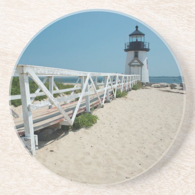 Nantucket. Gammal Trä Fyr Underlägg Sandsten (Framsidan)
