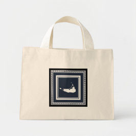 Nantucket Grekiska Nyckel Tote in Black White/Gråt Mini Tygkasse