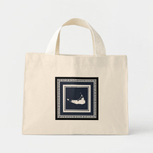 Nantucket Grekiska Nyckel Tote in Black White/Gråt Mini Tygkasse
