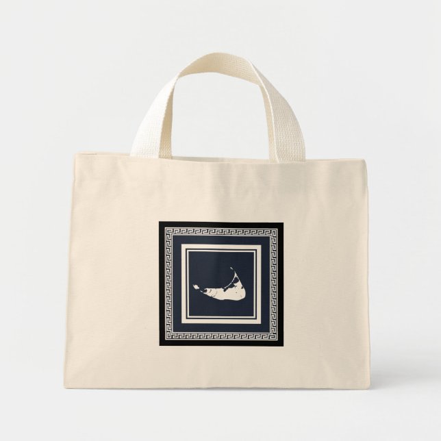 Nantucket Grekiska Nyckel Tote in Black White/Gråt Mini Tygkasse (Framsidan)